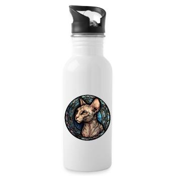 Peterbald Cat Breed Aquarelle Verre - Gourde avec paille intégrée - blanc - Droite