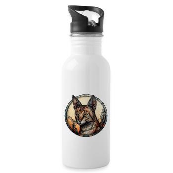 Savannah Katzenrasse Aquarellglas - Trinkflasche mit integriertem Trinkhalm - Weiß - Rechts