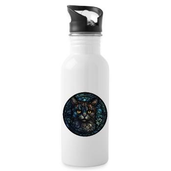 Pixie bob Cat Breed Watercolor Glass - Water bottle with straw - white - Right
