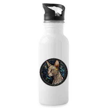 Peterbald Cat Breed Aquarelle Verre - Gourde avec paille intégrée - blanc - Droite