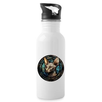Peterbald Cat Breed Aquarelle Verre - Gourde avec paille intégrée - blanc - Droite