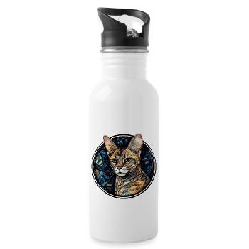 Ocicat Katzenrasse Aquarellglas - Trinkflasche mit integriertem Trinkhalm - Weiß - Rechts