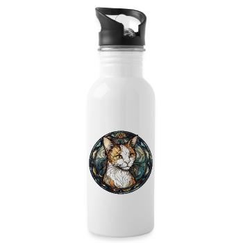 Singapura Katzenrasse Aquarell Glasmalerei - Trinkflasche mit integriertem Trinkhalm - Weiß - Rechts