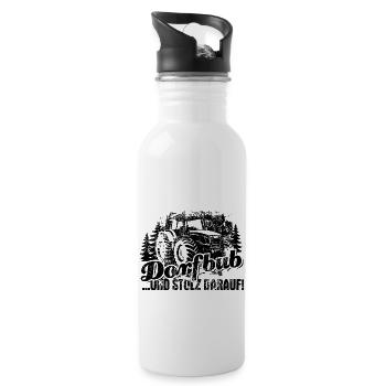Dorfbub und stolz darauf - Traktor - Landwirt - Trinkflasche mit integriertem Trinkhalm - Weiß - Rechts