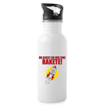 DU GEHST AB WIE EINE RAKETE! - PFERD - WELTALL - Trinkflasche mit integriertem Trinkhalm - Weiß - Rechts