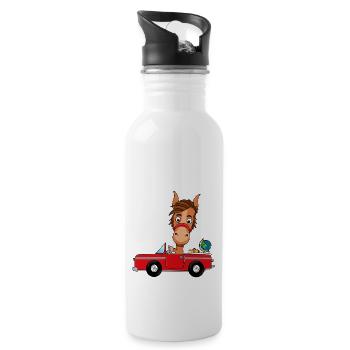 PFERD - AUTO - REISE - WELTENBUMMLER - PONY - Trinkflasche mit integriertem Trinkhalm - Weiß - Rechts