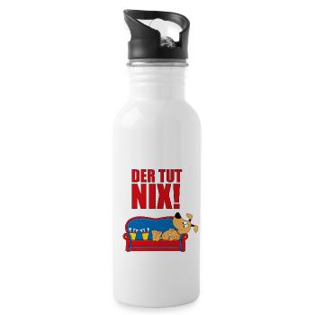 DER TUT NIX! - HUND - HUNDE - CHILLEN - TIERISCH - Trinkflasche mit integriertem Trinkhalm - Weiß - Rechts