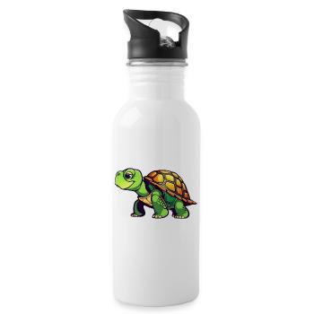 Tortue mignonne - Gourde avec paille intégrée - blanc - Droite
