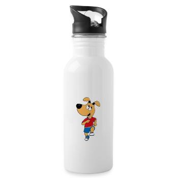SPORT - HUND - LAUFEN - HUNDE - HUNDESPORT - Trinkflasche mit integriertem Trinkhalm - Weiß - Rechts