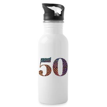 50e anniversaire léopard - Gourde avec paille intégrée - blanc - Droite