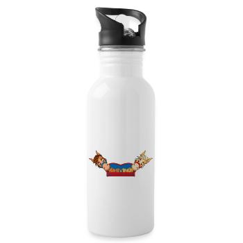 PFERDE - PONYS - PFERD - PONY - SOFA - CHILLEN - Trinkflasche mit integriertem Trinkhalm - Weiß - Rechts