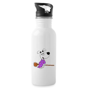 HUND - HEXE - HALLOWEEN - TIER - HUNDE - TIERISCH - Trinkflasche mit integriertem Trinkhalm - Weiß - Rechts