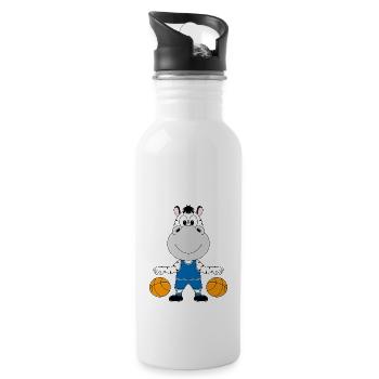 ZEBRA - SPORT - BALLSPORT - BASKETBALL - TIER - Trinkflasche mit integriertem Trinkhalm - Weiß - Rechts