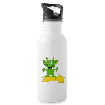 DRACHE - STERNSCHNUPPE - FLIEGEN - TIER - TIERISCH - Trinkflasche mit integriertem Trinkhalm - Weiß - Rechts