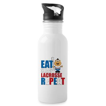 LACROSSE - SPORT - LIEBE - SPORTART - SPORTLER - Trinkflasche mit integriertem Trinkhalm - Weiß - Rechts