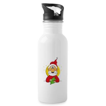 WEIHNACHTSMANN - WEIHNACHTEN - Trinkflasche mit integriertem Trinkhalm - Weiß - Rechts