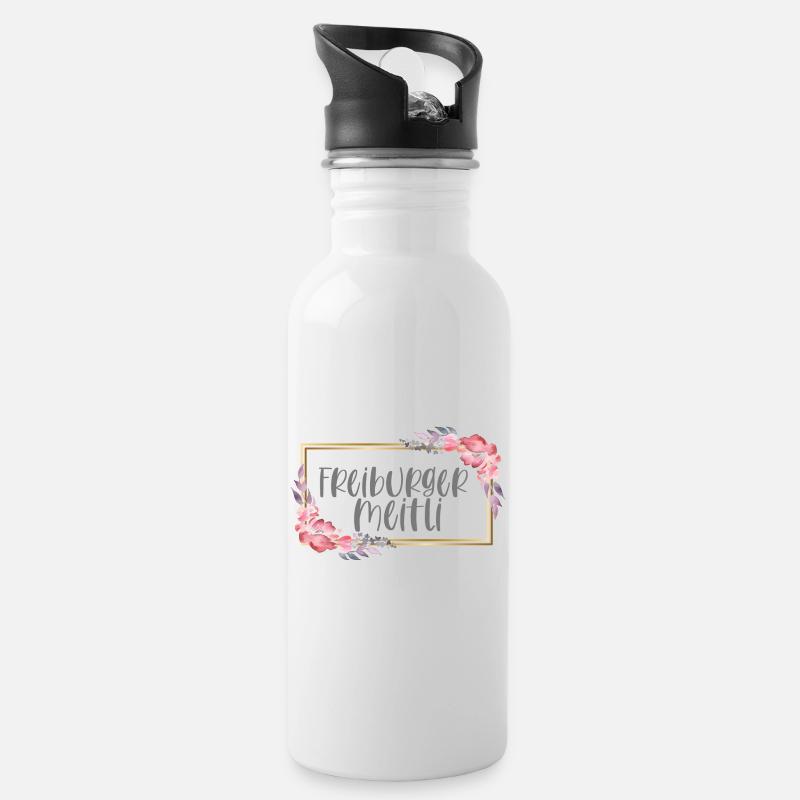 Schweiz Freiburg Mädchen Heimat Geschenk - Trinkflasche mit integriertem Trinkhalm - Weiß
