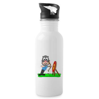 MAULWURF - BOGENSCHIEßEN - BOGENSCHÜTZE - SPORT - Trinkflasche mit integriertem Trinkhalm - Weiß - Rechts