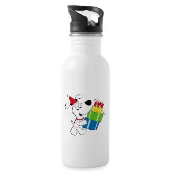 WEIHNACHTEN - GESCHENKE - HUND - TIERISCH - Trinkflasche mit integriertem Trinkhalm - Weiß - Rechts