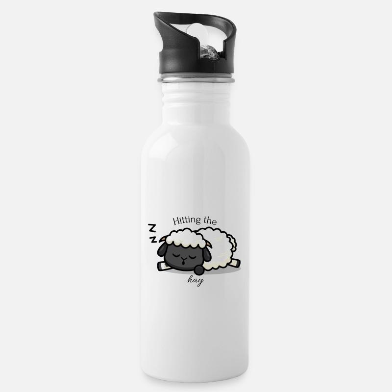Ab ins Heu - Trinkflasche mit integriertem Trinkhalm - Weiß