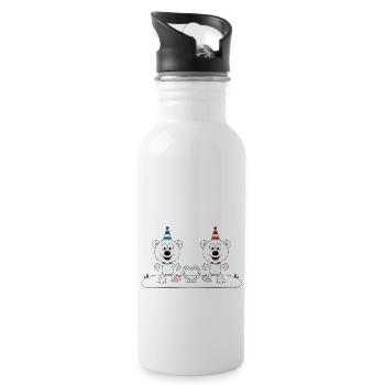 SCHNEE - HERZ - LIEBE - EISBÄREN - EISBÄR - LOVE - Trinkflasche mit integriertem Trinkhalm - Weiß - Rechts
