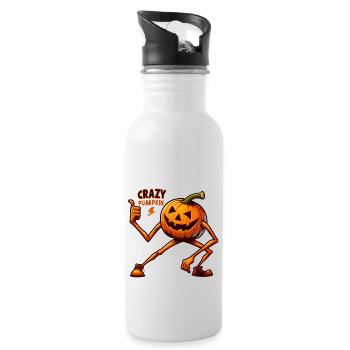 Crazy Veggies: Pumpkin Poser - Trinkflasche mit integriertem Trinkhalm - Weiß - Rechts