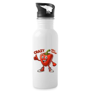Crazy Veggies: Bell Pepper With Thumbs Up - Water bottle with straw - white - Right