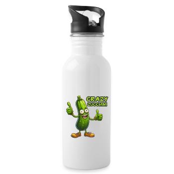 Crazy Veggies: Zucchini Thumbs Up - Trinkflasche mit integriertem Trinkhalm - Weiß - Rechts