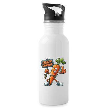Crazy Veggies: Carrot With Shield Thumbs Up - Water bottle with straw - white - Right