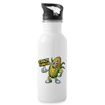 Crazy Veggies: Corn Cob Thumbs Up - Water bottle with straw - white - Right