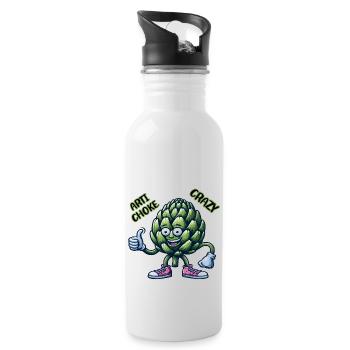 Crazy Veggies: Artichoke Gang Thumbs Up - Water bottle with straw - white - Right
