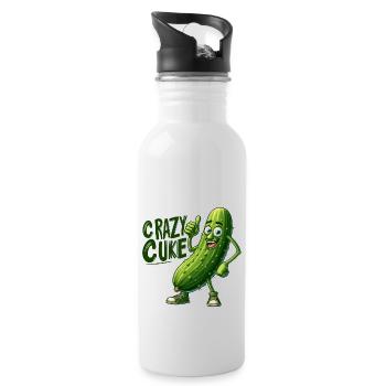 Crazy Veggies: Spiky Cuke Thumbs Up - Water bottle with straw - white - Right