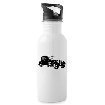 Oldtimer Car Youngtimer Mechanic Workshop Tuner - Water bottle with straw - white - Right
