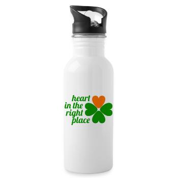 Saint Patrick's Day, Heart In The Right Place - Water bottle with straw - white - Right