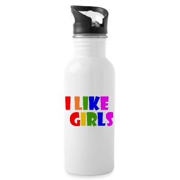 I like girls - Trinkflasche mit integriertem Trinkhalm - Weiß - Rechts