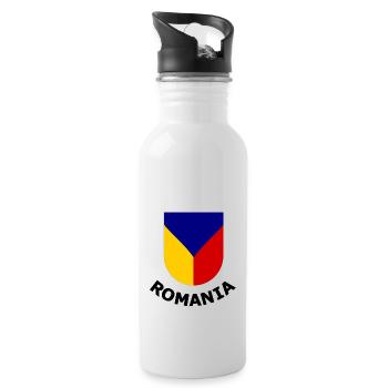Die Fans aus Rumänien - Trinkflasche mit integriertem Trinkhalm - Weiß - Rechts