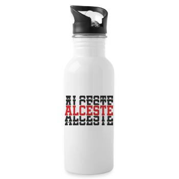 Alceste T-Shirt Geschenkidee gestapelter Text - Trinkflasche mit integriertem Trinkhalm - Weiß - Rechts