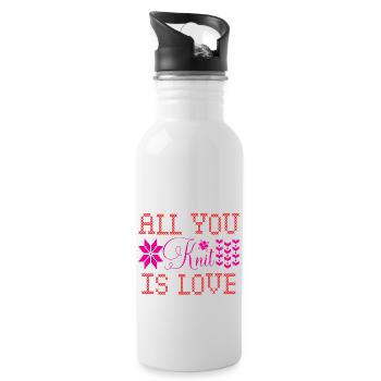 All You Knit Is Love - Knitting Birthday - Water bottle with straw - white - Right
