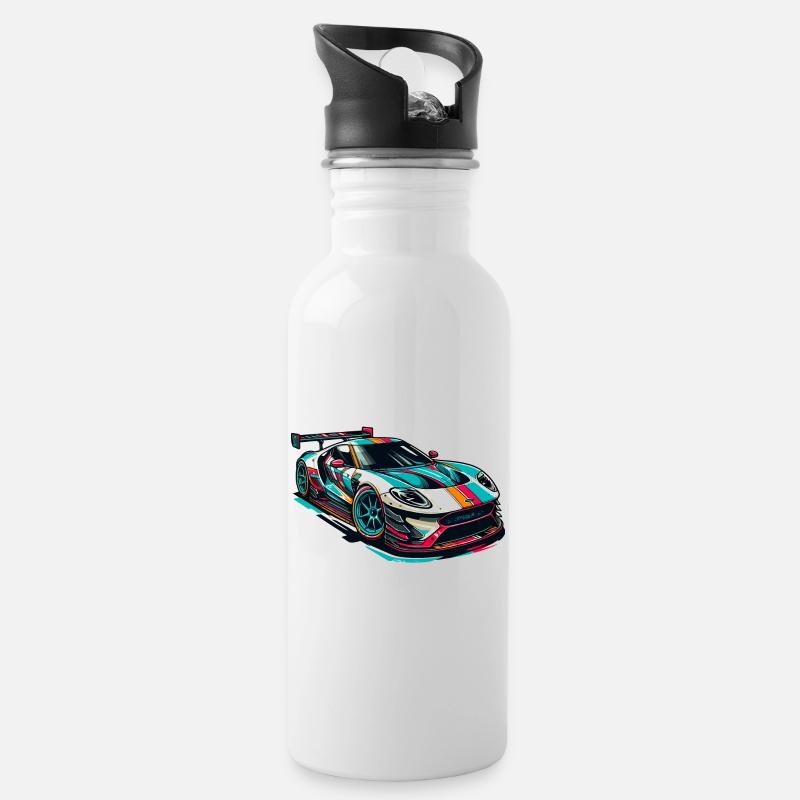 Voiture de Sport - Gourde avec paille intégrée - blanc
