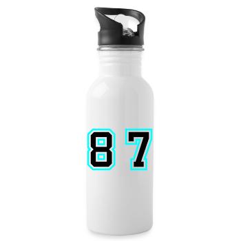 87 Zahl Symbol - Trinkflasche mit integriertem Trinkhalm - Weiß - Rechts
