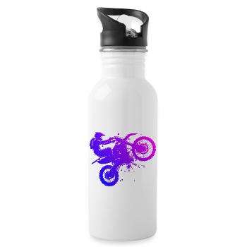 Motocross Supermoto Women's Freestyle Motocross - Water bottle with straw - white - Right