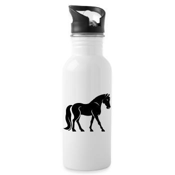 Pferd - Trinkflasche mit integriertem Trinkhalm - Weiß - Rechts