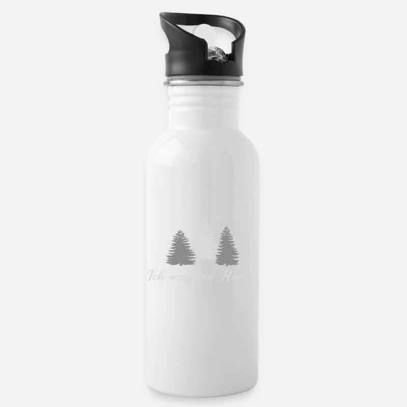 Ich mag den Harz -Tannen - Trinkflasche mit integriertem Trinkhalm - Weiß