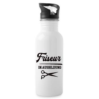 Friseur in Ausbildung Friseurausbildung Lehre - Trinkflasche mit integriertem Trinkhalm - Weiß - Rechts