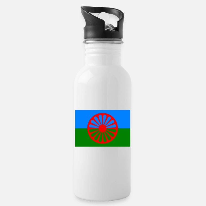 115552801 179234121 drapeaux roms - Gourde avec paille intégrée - blanc
