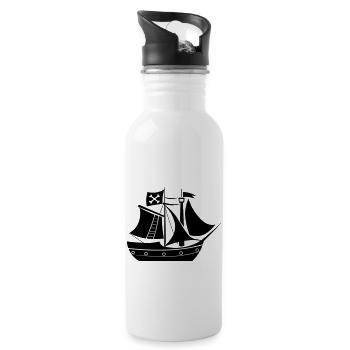 Piratenschiff - Trinkflasche mit integriertem Trinkhalm - Weiß - Rechts