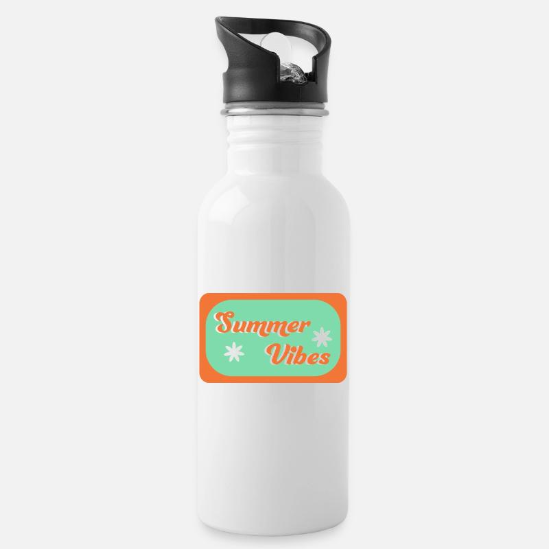 Summer Vibes - Water bottle with straw - white
