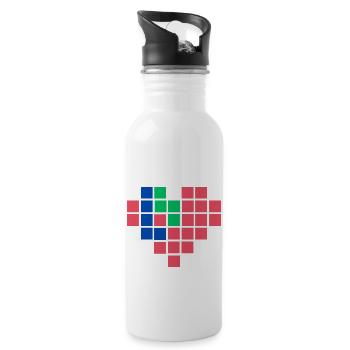 Pixel-Herz - Trinkflasche mit integriertem Trinkhalm - Weiß - Rechts