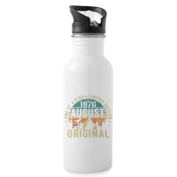 Août 1970 - Né en Août 1970 - Anniversaire - Gourde avec paille intégrée - blanc - Droite