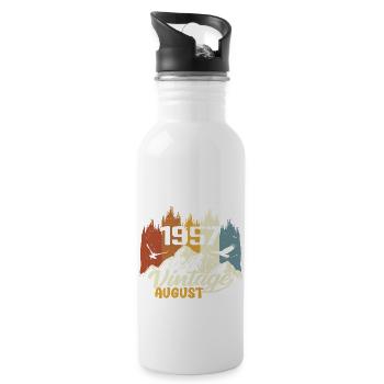 Legendär Seit August 1957 Geburtstag Geschenk 1957 - Trinkflasche mit integriertem Trinkhalm - Weiß - Rechts